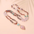 Bohemian Stone  Mala Necklace for Wedding Gift Handwoven Healing Crystal Rose Quartz Arrowhead Pendant Necklace for Women
