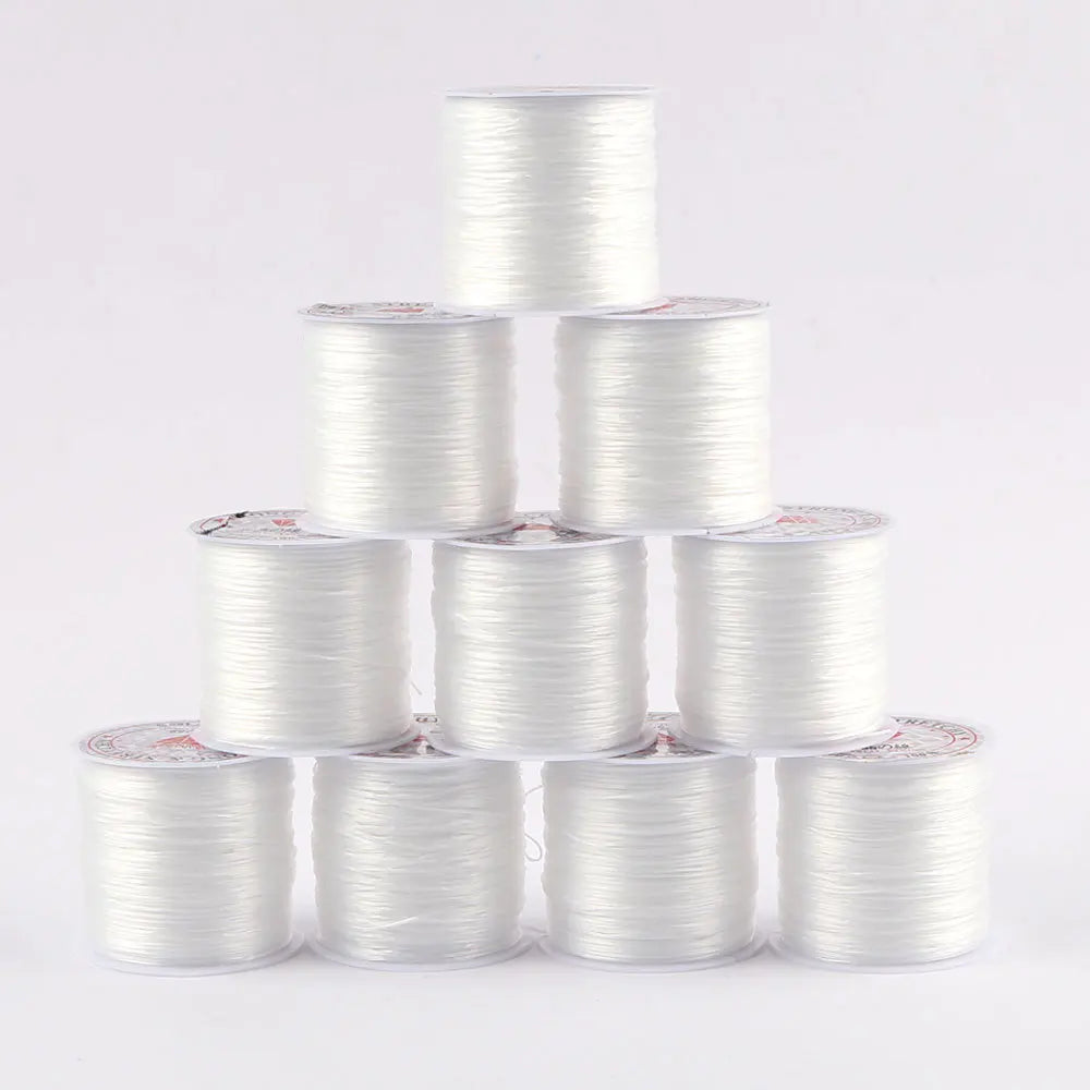 Ready to Ship 50m Per Roll Clear White Elastic Polyester Crystal String Cord
