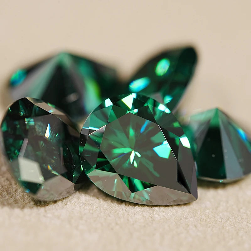 SICGEM 1 Carat Loose Moissanite Gemstone 5x8mm Pear Cut Lab-Grown Synthetic Emerald
