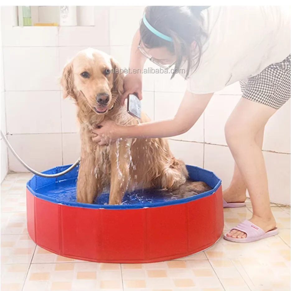 Eco-Friendly Summer Dog Swimming Pool Foldable PVC Round Dog Pool for Grooming for Bathroom Use-Plastic and Cloth Material
