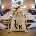 Valentine's Day Cotton Drawstring Candy Pouches Heart Love Theme Bags for Wedding Parties