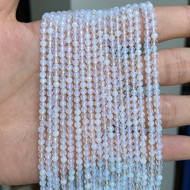 Wholesale Small Faceted Opalite Loose Bead Strands for DIY JEWELRY MAKing 2mm 3mm 4mm