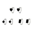 2022 NEW Fashion Black Earring Charms 925 Sterling Silver Hoop Heart Earring Jewelry Women Popular