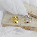 Simple Fashion Smooth Irregular Silver Color Geometric Open Finger Rings for Women
