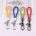 Luxury Colorful Handwoven Pu Leather Rope Key Chain Compact Car Key Holder Accessory Cute Rotate Horseshoe Buckle Metal Keyring
