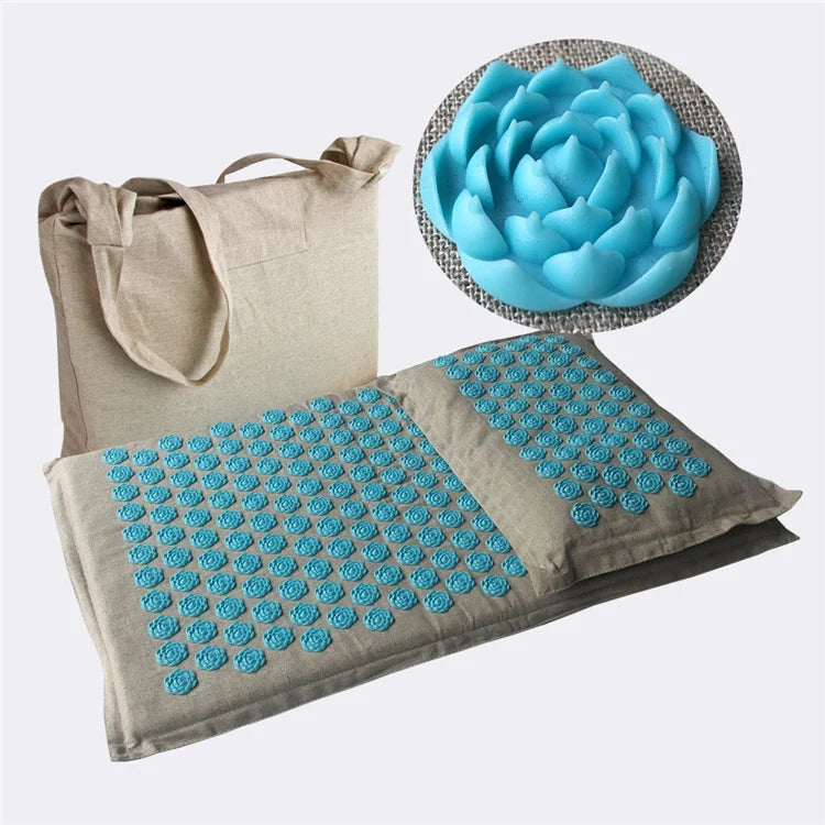 Eco-friendly Waterproof Linen Acupuncture Mat Pillow Set Non-Slip Lotus Spikes Coconut Acupressure Mat Yoga Pilates Fitness