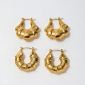High End 18K PVD Big Gold Plated Mirror Polished Waterproof Tarnish Free Statement Chunky Hollow Stainless Steel Hoop Earring