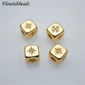 Gold Plated Inlaid CZ Cube Charm Square Beads  Pendant DIY Bracelet Loose Beads Accessories Spacer Beads