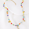 Color Beads Summer Chain Moon Star Shape Pendant Necklace Stainless Steel Choker for Party Pendant Necklace
