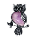 Women's Men's Healing Owl Pendant Necklace with Pearl & Diamond Gemstone Chains for Reiki Energy & Luck