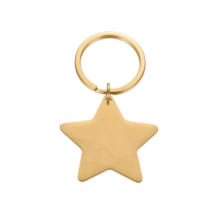 Stainless Steel Blank Five-pointed Star Keychain Custom Logo Promotional Mirror Surface Smooth Metal Keyring
