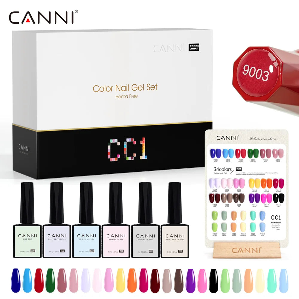 CANNI New 9ml Hema Free Gel Nail Polish Kit CC1 CC2 CC3 144 Colors Enamel Nail Polish Gel Kit With Base Top Primer Tip Glue