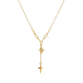 N&S Minimalist Stainless Steel Necklace Clavicle Chain Zircon Eight-Awn Star Pendant Tassel Cross Fashion Pendant Necklaces