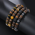 Bohemian Handmade Yoga Spiritual Beads Jewelry Wood Chip Black Hematite Frosted Bead Bracelet for Men