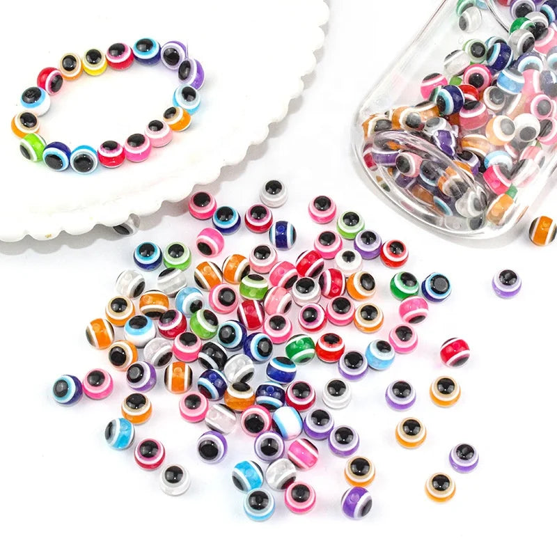 Wholesale 6mm 8mm Resin Eye Round Beads Mixed Colors Loose Beads for DIY Necklaces Bracelets Jewelry Making