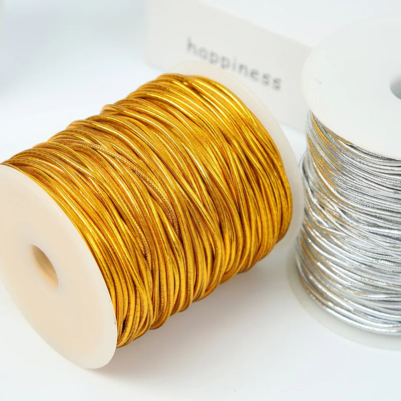 Jewelry Packaging Thin Elastic Thread Metallic Tinsel Cord Rope for Craft Gift Wrapping Christmas Jewelry Making