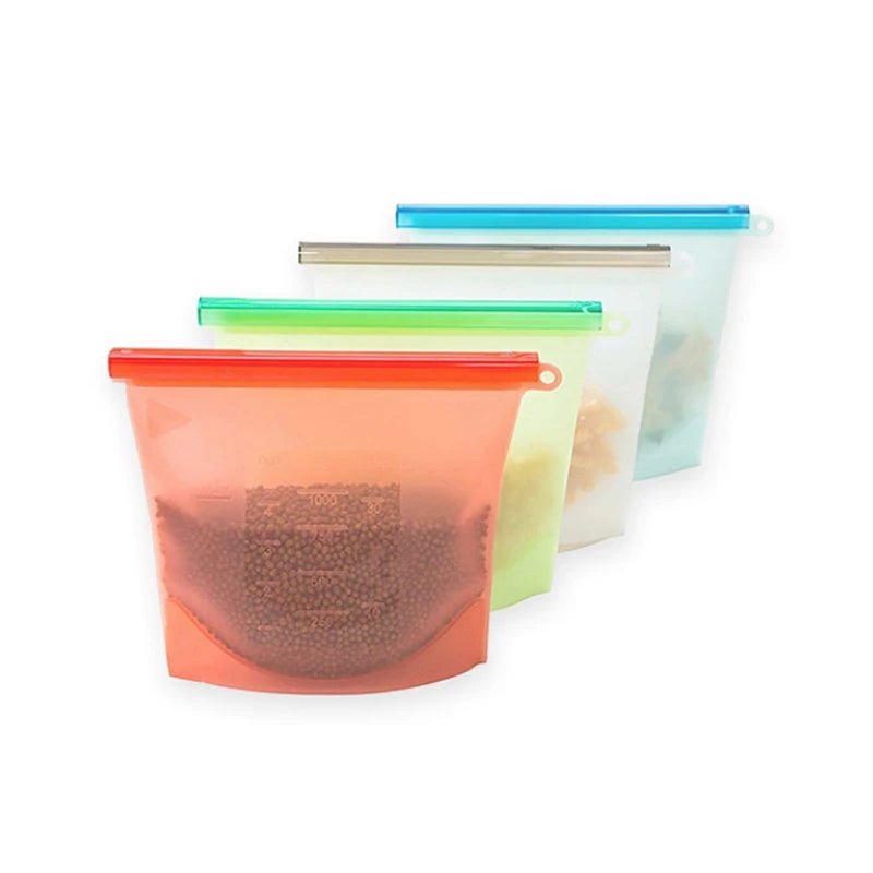 Silicone Storage Bags Home Vaccum Reusable Sustainable Food Packaging Bpa Free Silicone Storage Bags With Zip for Trip