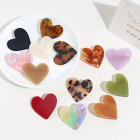 New Plastic Heart Barrettes Hair Clips Women Girls Sweet Hairpin Fashion Hair Accessories Headwear Ornament