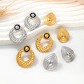 Luxury Stainless Steel Wholesale Jewelry 18K Gold Plated Lion Waterdrop Textured Stud Ladies Earrings Bijoux En Acier Inoxydable