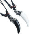 Vintage Retractable Antique Acrylic Shark Pendant Necklace for Men Brave Wolf Teeth Spike Lucky Jewelry Tooth Amulet Necklace