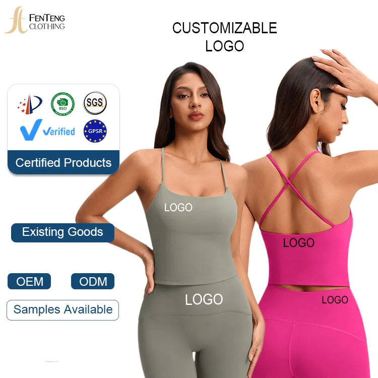 Under Lulu Custom European American Breathable Yoga Tank Top Women's Tight Fit Thin Shoulder Strap Cross-back Fitness Clothing