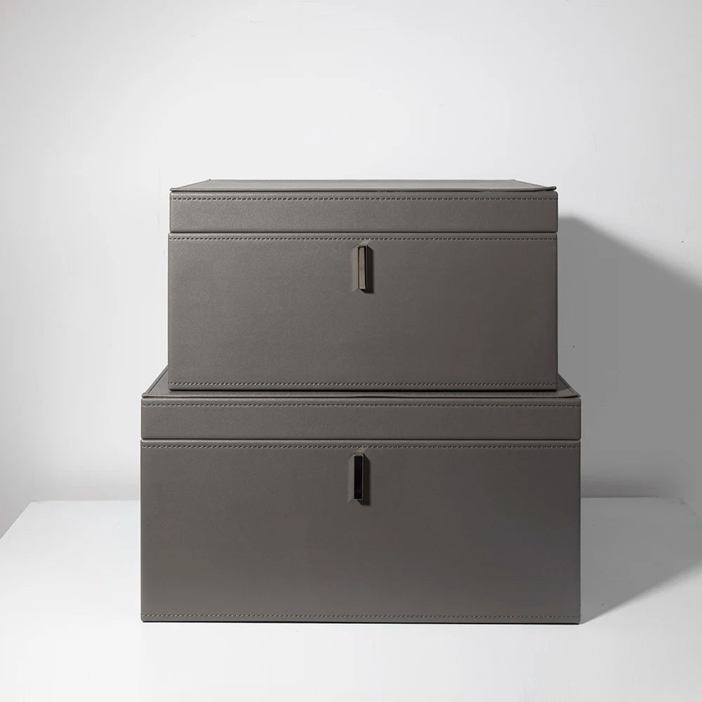 Merlin Living New Design Home Decorative Leather Luxury Jewelry Box Gray Valuable Storage Box for Room Decor