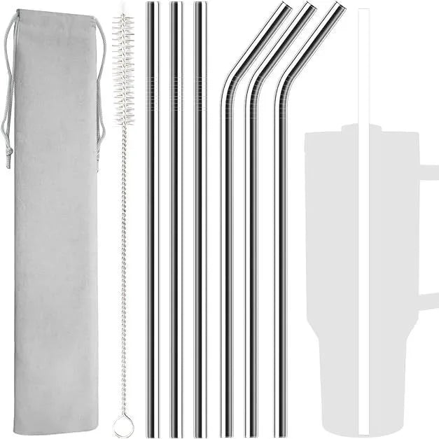 Eco Friendly Straight Bent Reusable 304 Stainless Steel Straw Set Drinking Metal Straw for Stanly Cup 40oz
