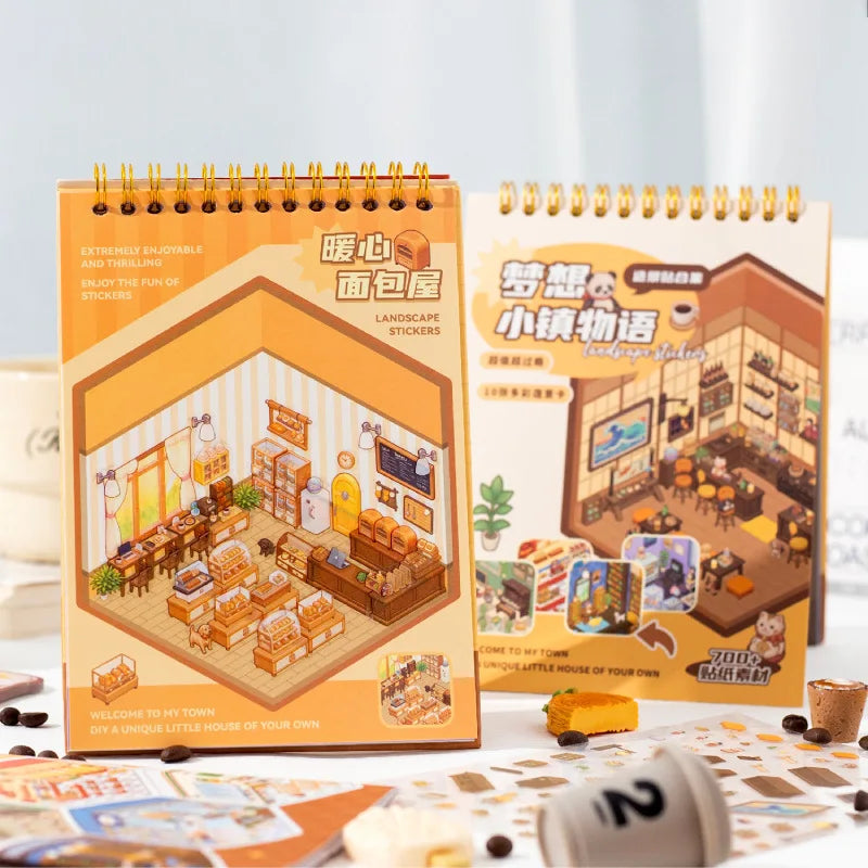24 sheets per pack Dream Town Story Series Scenic Stickers Book Handbook Decoration Backing Collage