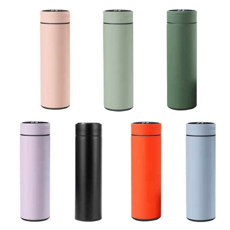 304 Stainless Steel  Smart Digital Water Flask Replaceable Battery 500ml Vacuum Thermos Temperature Display Lid and Filter
