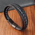 Unique Design Three-Layer Leather Bracelet Stainless Steel Clasp Customized Logo Multi-Layer Braided Leather Bracelet