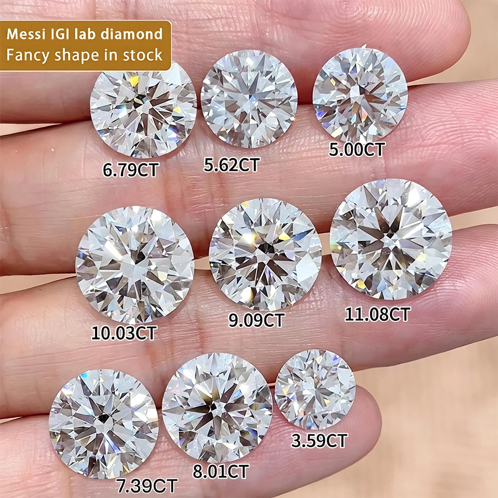 Messi IGI GIA Factory Price Stock 0.5ct 1ct 1.5ct 2ct 3ct 4ct 5ct D VS VVS1 3EX HPHT CVD Synthetic Lab Grown Diamond