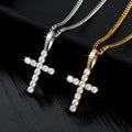 European American Hip Hop Accessories Full of Zircon Cross Pendant Pop Hipster Personality Steel Necklace Stainless Material