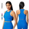 Women High Impact Shockproof Workout Sports Corp Top Fixed Cup Women's Custom Nylon Breathable Fitness Running Ribbed Yoga Bra