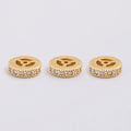 No Tarnish Brass Plated 18K Gold Hollow Zircon Spacer Beads Round Loose Bead Jewelry  Making Micro-set Zircon Wheel Spacer Beads