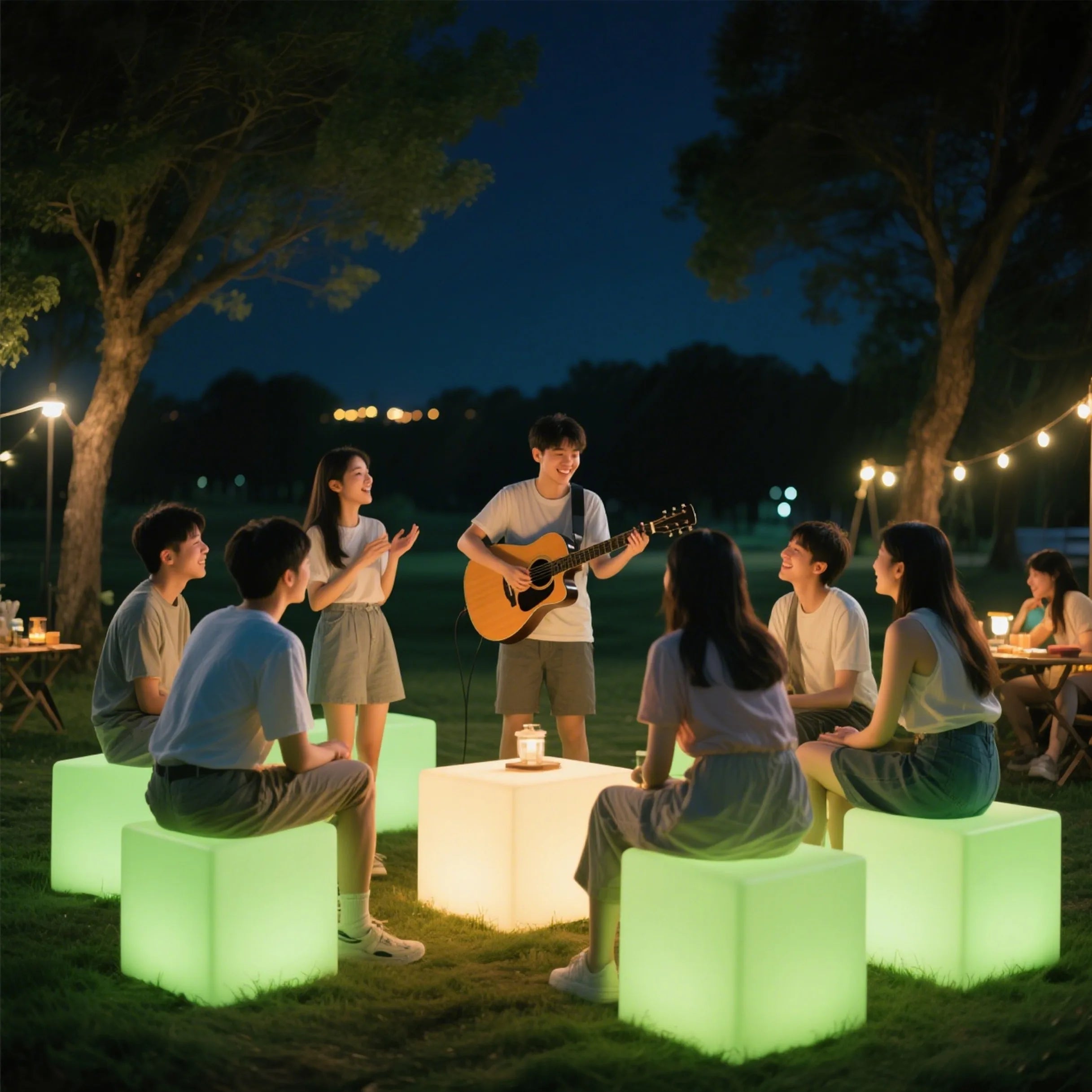 Intelligentize Waterproof 16Color Changing PE Plastic Lighting LED Cube Chair