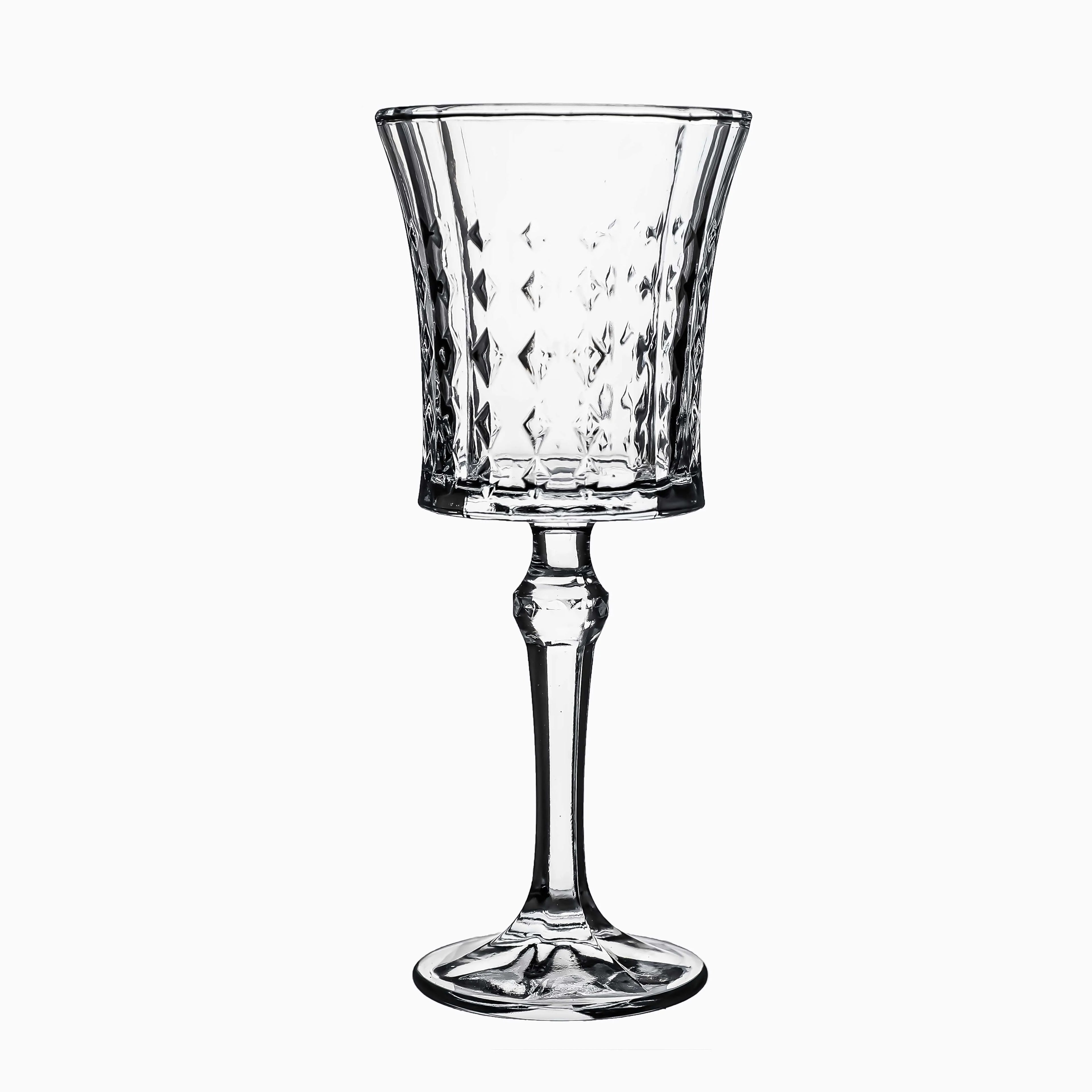 Luxury Diamond Carved Flutes Vintage Wine Glasses Banquet or Bar Restaurant Suitable Elegant Goblet for Champagne Serving