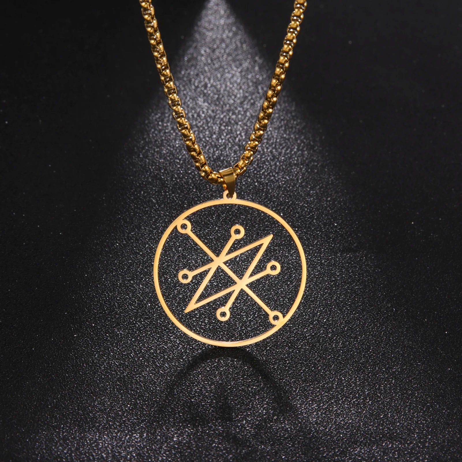 Myshape Azazel Sigil Pendant Necklace Stainless Steel Demonic Symbol Sign Jewelry Solomon Demon Seal Occult Amulet