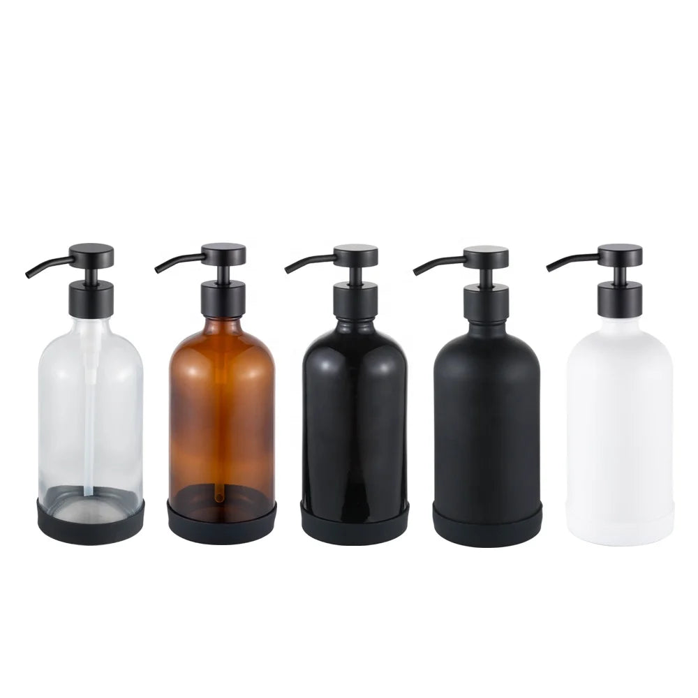 Bath Hand Soap Pump Bottle Laundry Liquid Detergent Pump Head Glass Shampoo Bottle Dispenser Pump Bottle Packaging for Kitchen