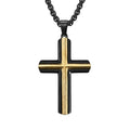 Alin Wholesale Two Tone Stainless Steel Cross Christian Pendant Necklace for Anniversary Party