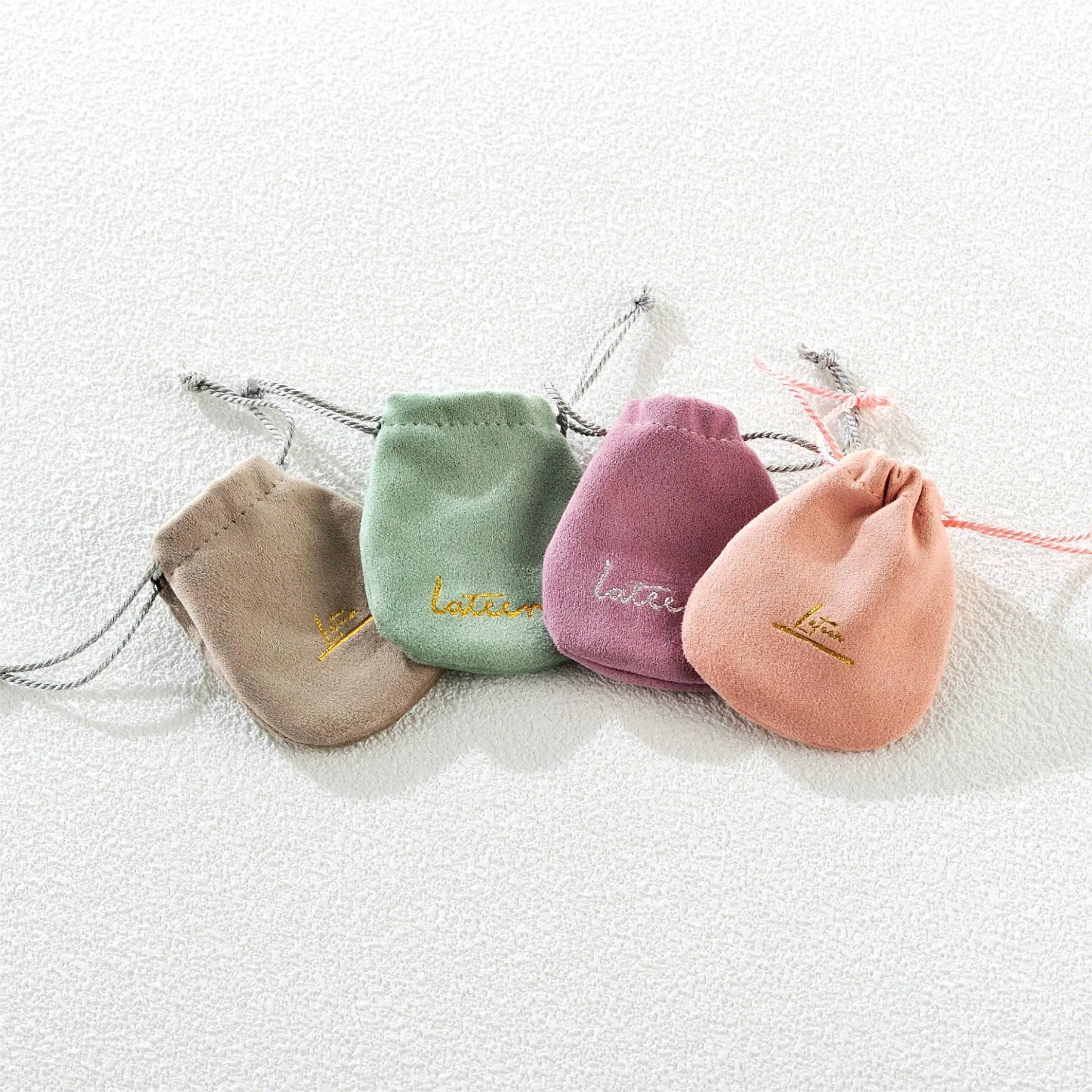 Luxury Microfiber Satin Drawstring Pouch Pink Velvet for Earrings and Necklaces Jewelry Microfiber Satin Drawstring Pouches