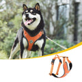 BlackDoggy Orange Plaid Ribbons Dog Head Harness Reflective Vest Mesh Lining Polyester Quick Release Water-Repellent Breathable