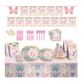 Butterfly Birthday Party Supplies Paper Plates Cups Napkins Disposable Tableware Set for Birthday  Party Decorations Sets