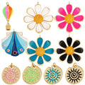 Enamel Jumbo Flower Snail Balloon Charm 18K Real Gold Plated ColourNecklace Bracelet Pendant for Handmade Jewelry Supplies M27