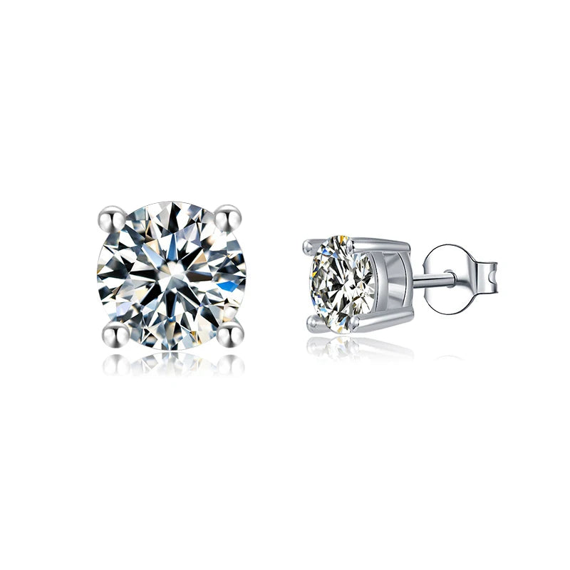 Abiding Jewelry Custom Jewellery Wholesale Bijoux Classic Style 4 Prong Moissanite Solitaire Earring Silver Stud Earrings