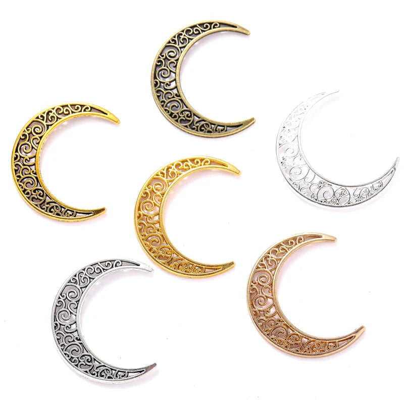 6color Alloy Moon Charm for DIY Necklace Bracelet Earrings Pendant Jewelry Crafts Making Accessories 30*37mm L636