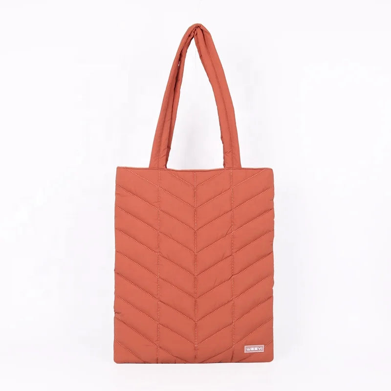 CHANGRONG Custom Lightweight Nylon Women's Large Quilted Puffer Tote Bags with Zipper Closure Multi-color Fashion