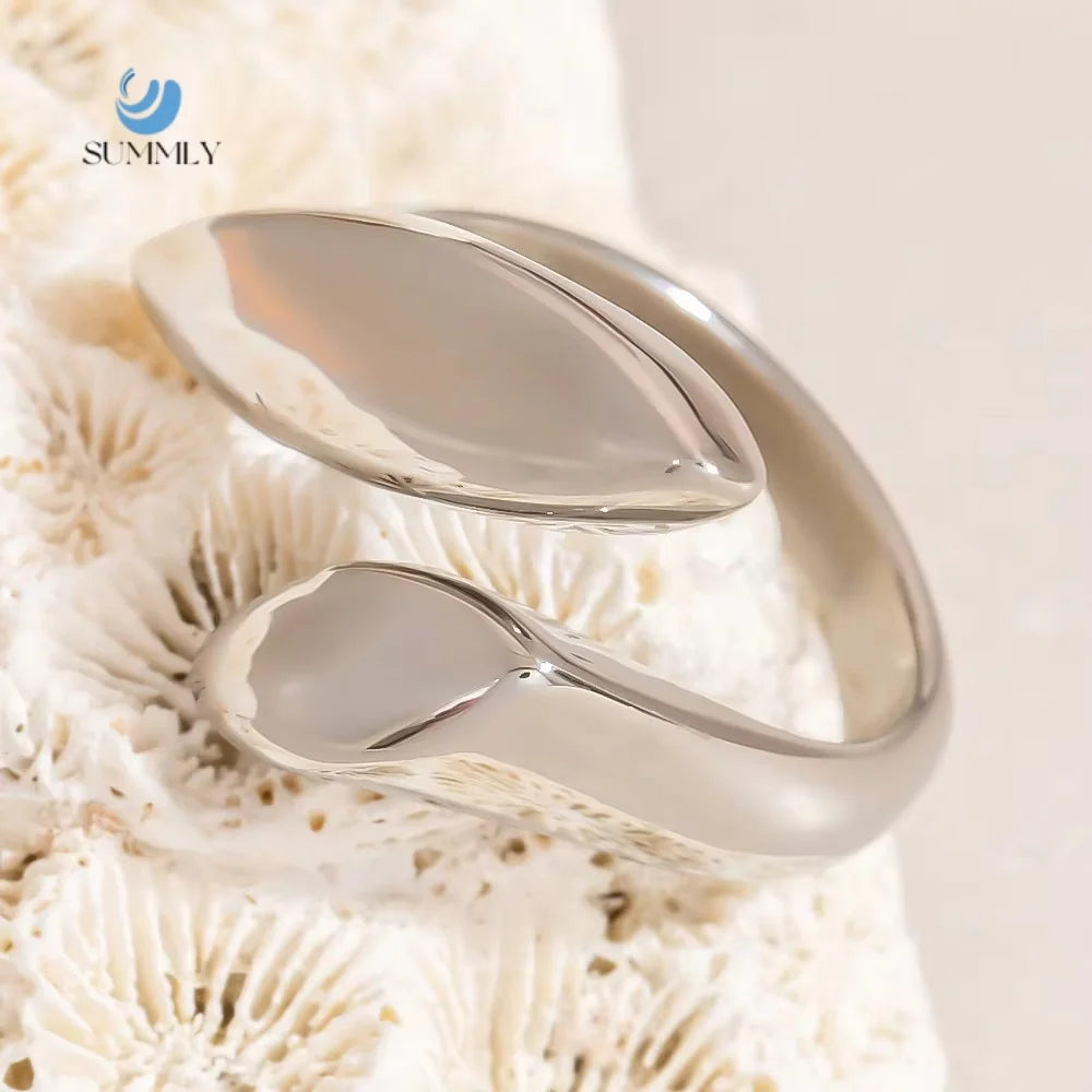 SUMMLY Vintage Classic Wholesale Simple Niche Geometric Stainless Steel Open Ring Fashion Jewelry Manufacturer