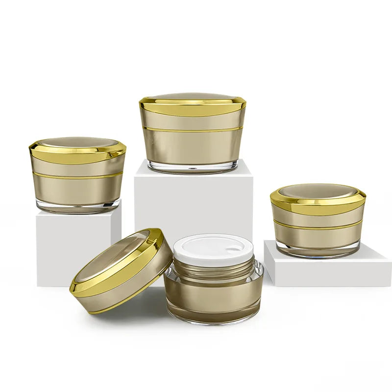 High Quality Gold and Silver 15g-100ml Acrylic Jar with Plastic Cap for Skin Care Lipstick and Blush Packaging