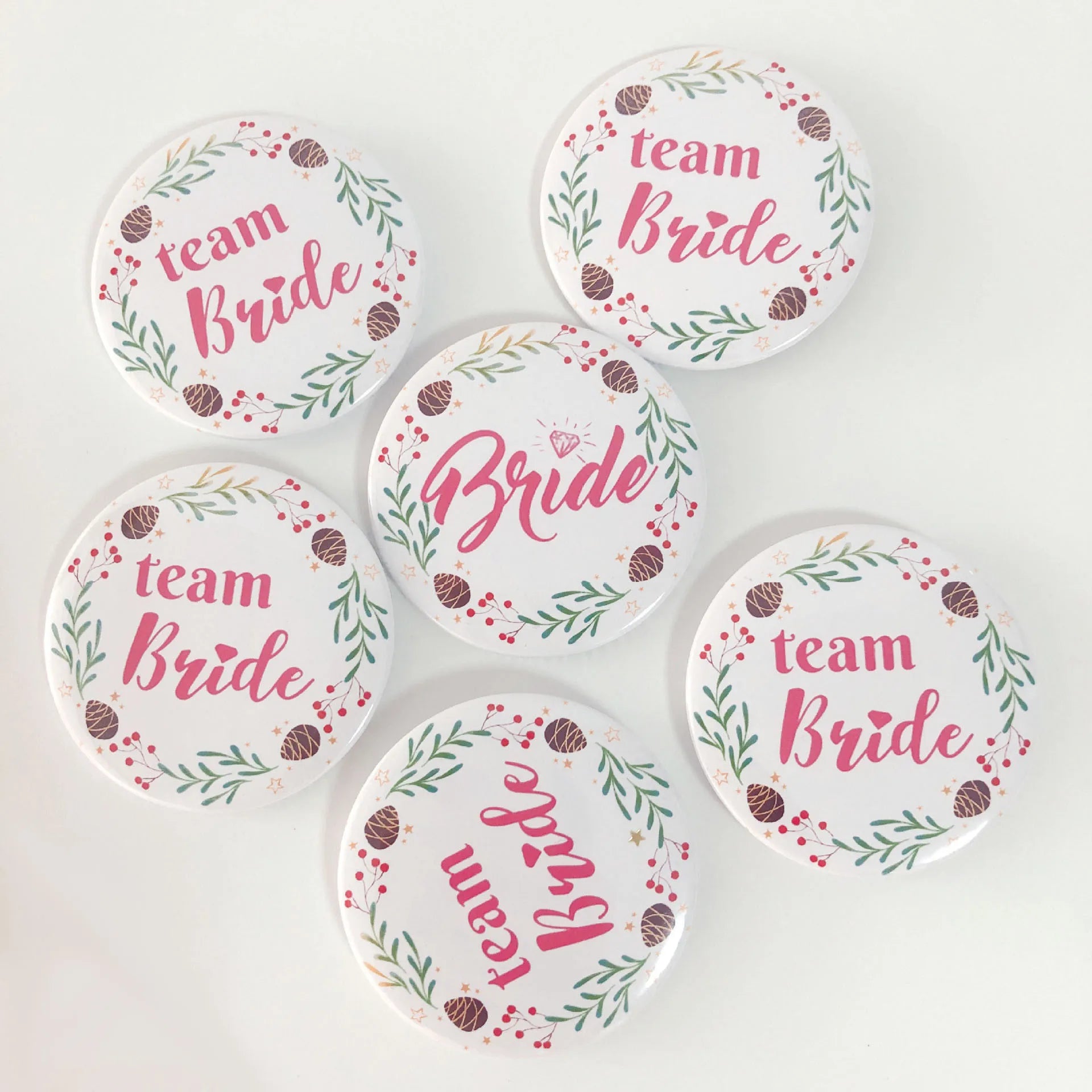 Nicro 58mm Pink Theme Team Bride to Be Bachelor Wedding Bridesmaid Badge Decoration Engagement Bachelorette Hen Party Supplies