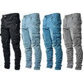 Denim Cargo Jeans Men Cargo Ripped Denim Trousers Cargo Pants Hip-hop Popular Black Denim Jeans With Pockets